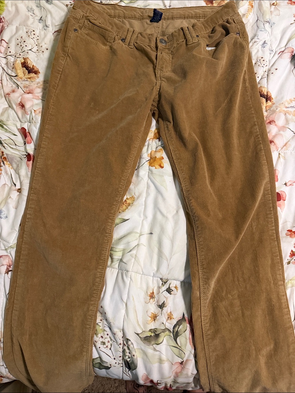 Amethyst Jeans Straight-Leg Corduroy Jeans in Camel